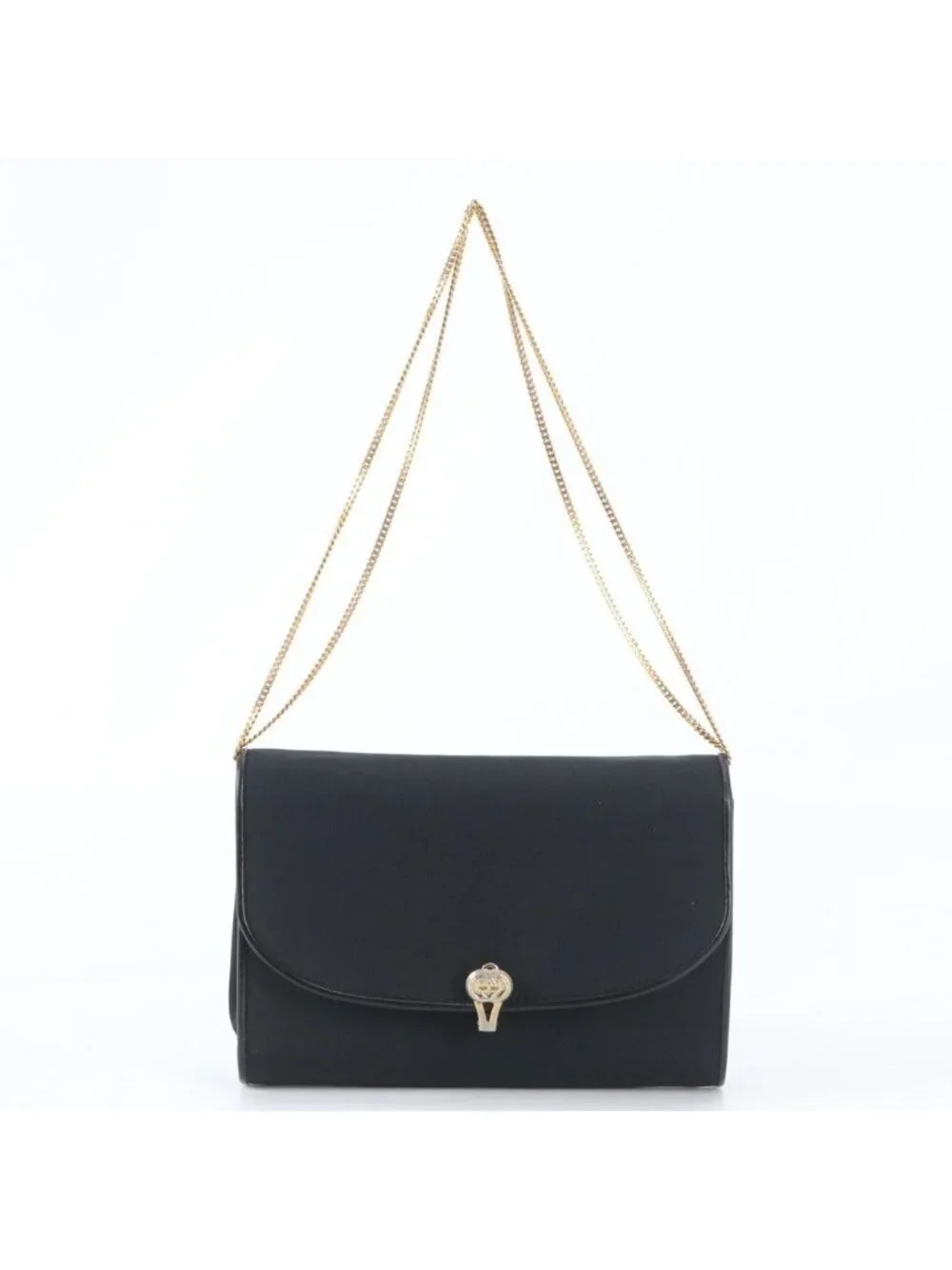 ★SOLD★ Gucci Vintage Chain Leather Nylon 2-Way Shoulder Bag Crossbody Black - Picture 2 of 9